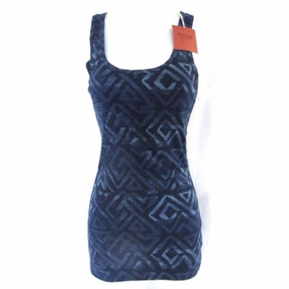 Blue Geometric Mossimo Knit Tank Top Medium