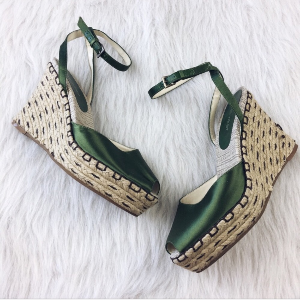 Emerald green espadrilles wedges