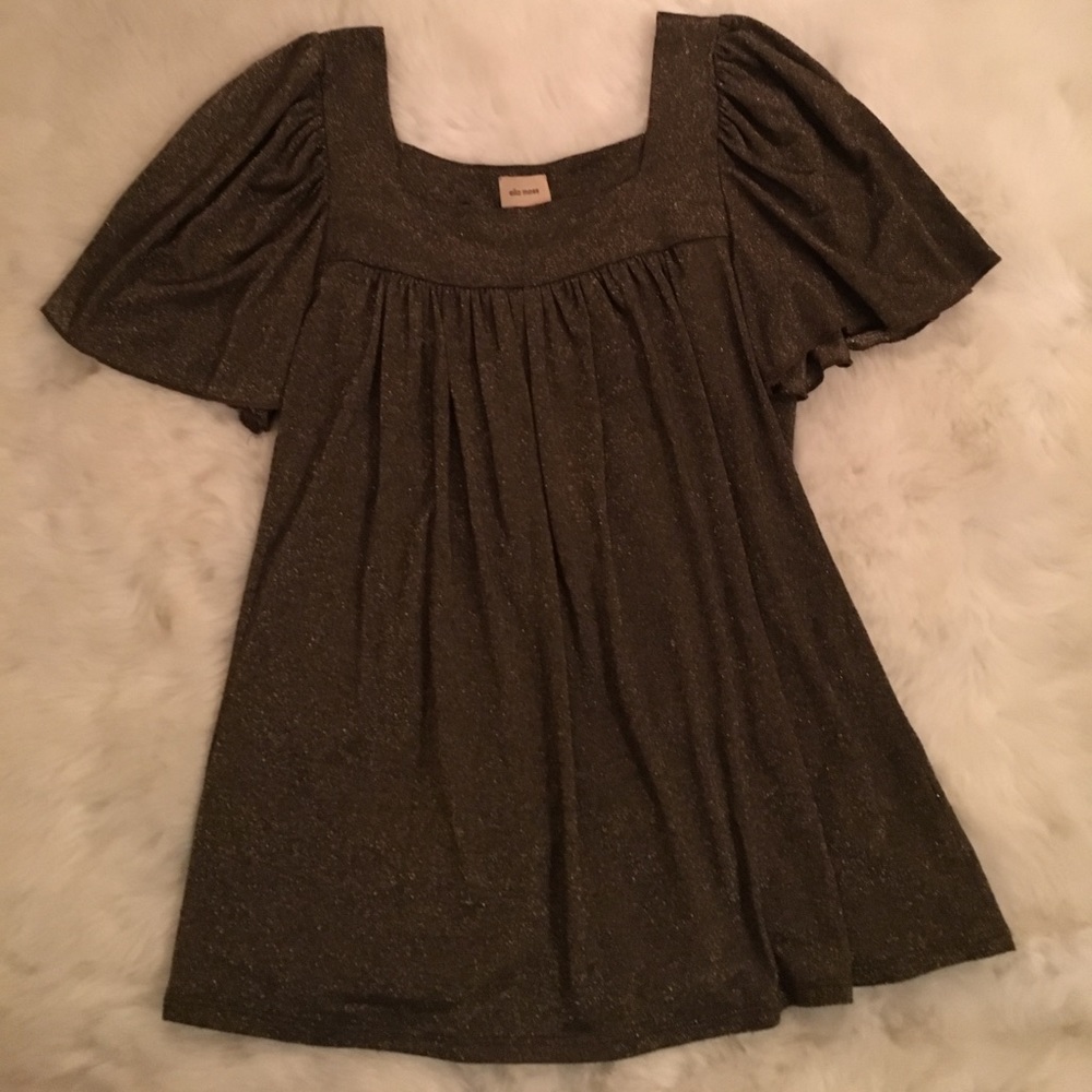 Anthro Ella Moss Metallic Top