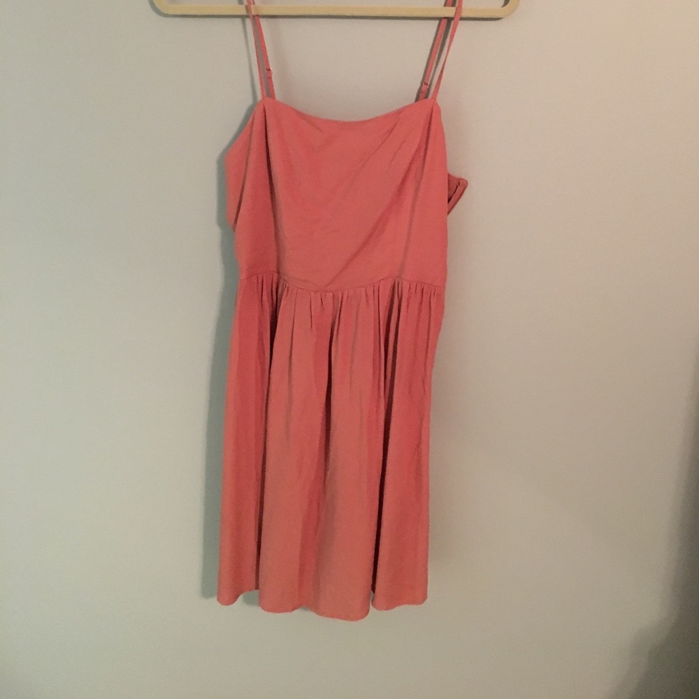 Peach Lace Up Dress