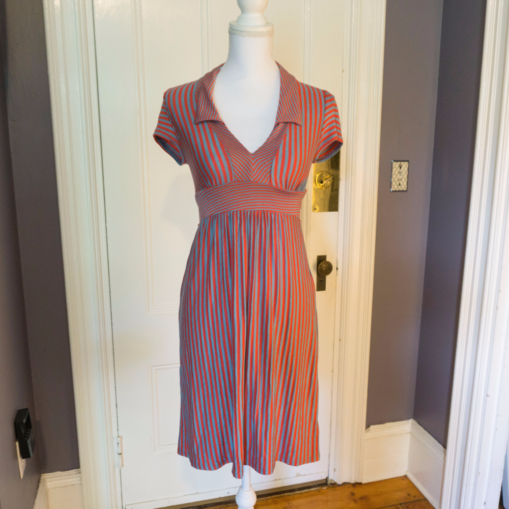 Adorable Ella Moss Striped Midi Dress
