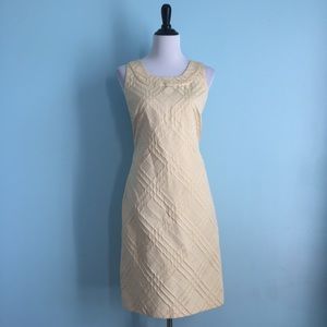 Yellow Scoop Neck Quilted Sleeveless Dress