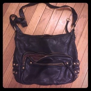 Linea pellet cross body leather Moto bag
