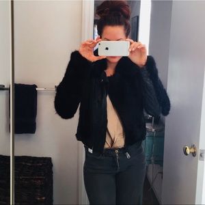 Topshop faux leather + fur high waist jacket