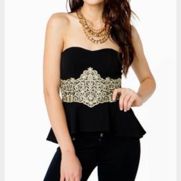 a'gaci Tops - Gorgeous Strapless High-Low Peplum