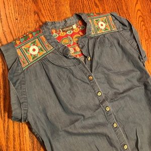 Embroidered denim blouse!