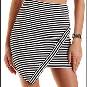 Striped Asymmetrical Mini Skirt