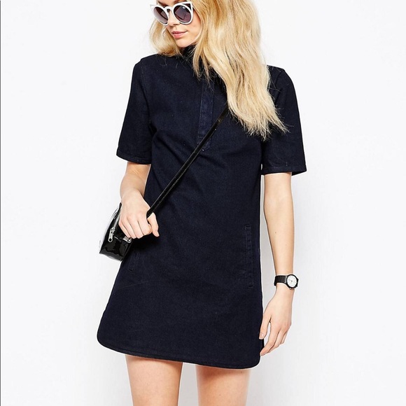 ASOS Petite Dresses & Skirts - Asos Petite Denim Shirt Dress With Curved Hem SZ 4