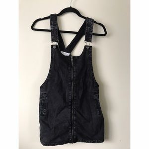 Black denim overall dress