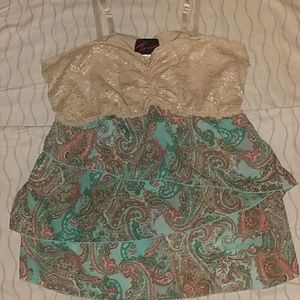 Torrid size 2 lace top and ruffle bottom
