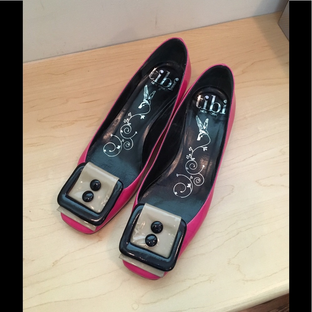 Tibi pink patent pumps