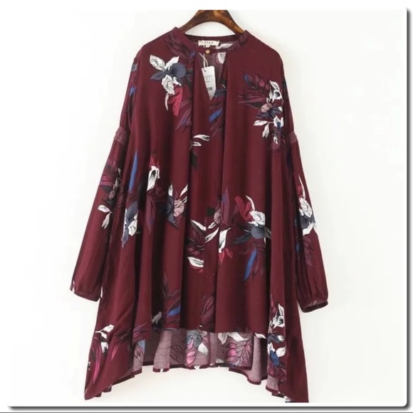 Boho Chic Floral Print Tunic/ Mini Dress - Picture 2 of 8