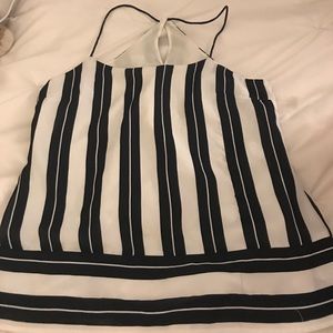 Navy and white stripe silk tank