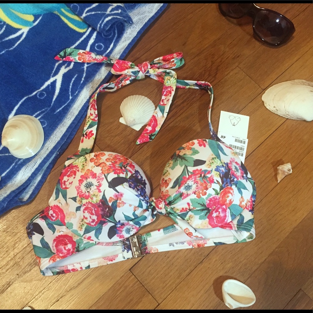 Super Push-Up Floral Bikini Halter Top