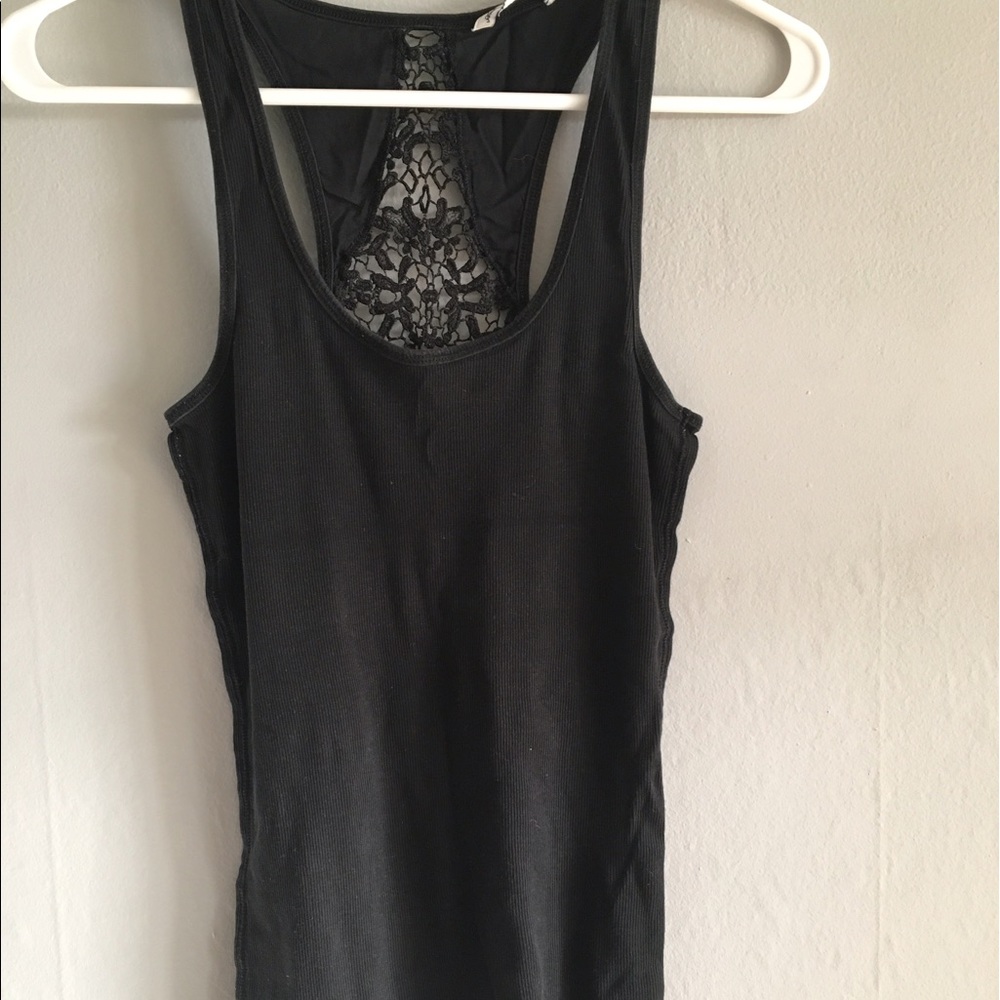 Black lacy detail tank top