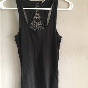 Black lacy detail tank top
