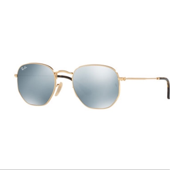 Ray Ban Hexagon Sunglasses gold/ grey mirror - Picture 1 of 2