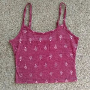 Red & White Fleur De Lis Crop Tank Top Nollie