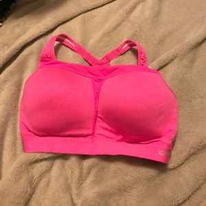 Bright pink sports bra