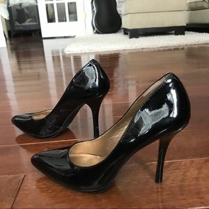 BCBG black patent leather pumps