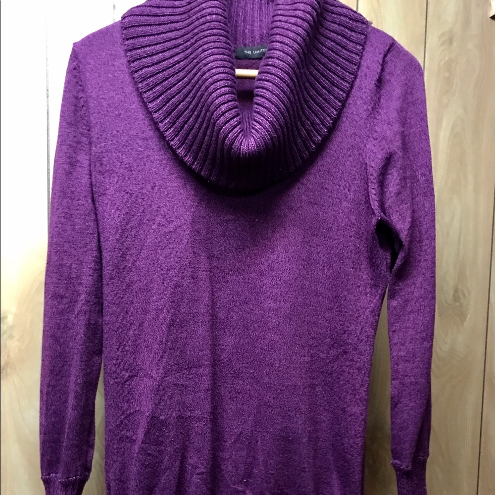 The Limited Tunic Cowl Neck Sweater Purple XL