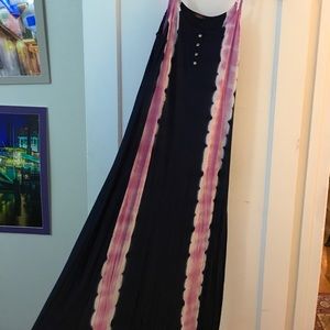 T Party Tye-dye maxi Dress pink and blue
