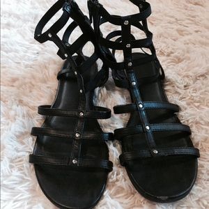 black gladiator sandals