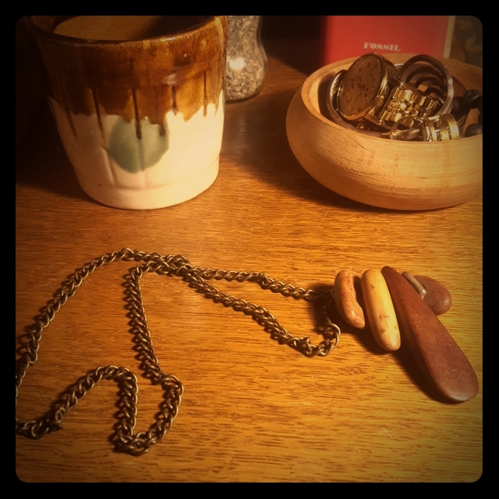 Unique wood piece necklace