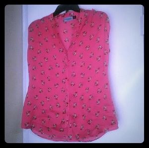 Cap sleeve fox print blouse
