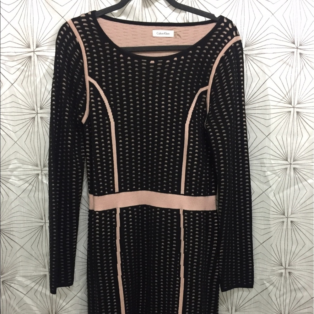 Black & Pale Pink Sweater Dress