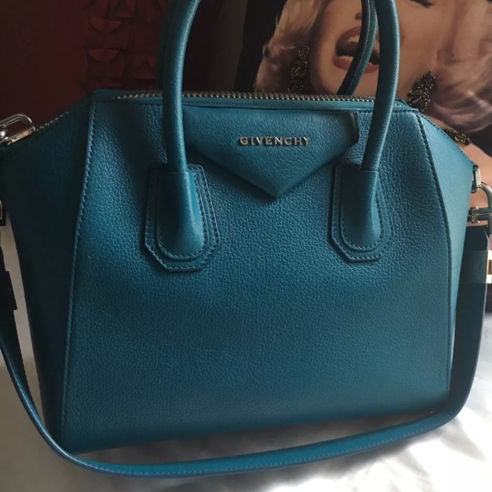 Givenchy Goat Leather teal blue small Antigona bag