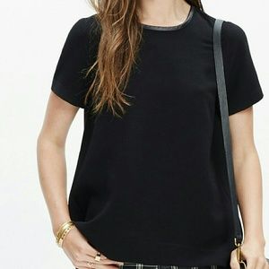 Madewell Leather Trim Tailored Tee
