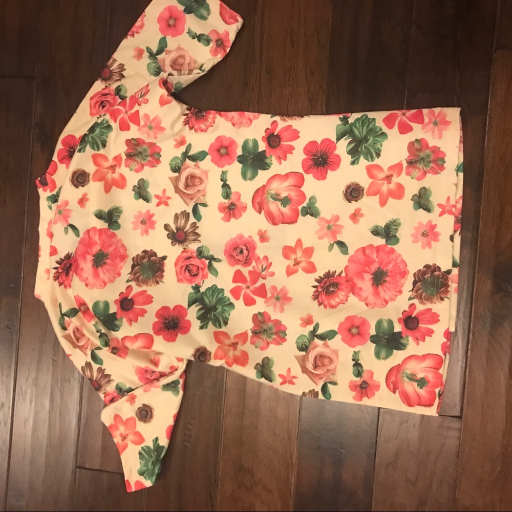 Floral flower short sleeve tee t-shirt top - Picture 2 of 2