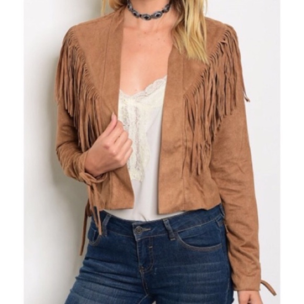 SALE Camel Fringe Jacket - Picture 2 of 3