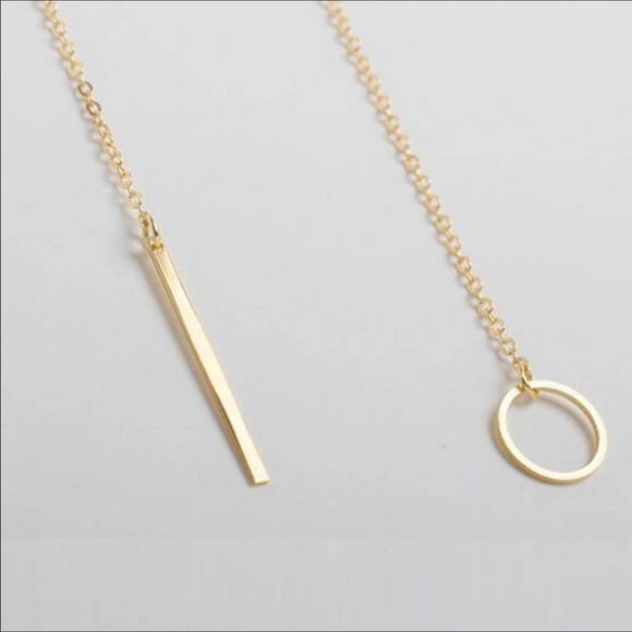 🏝Gold color lariat necklace jewelry circle - Picture 2 of 2
