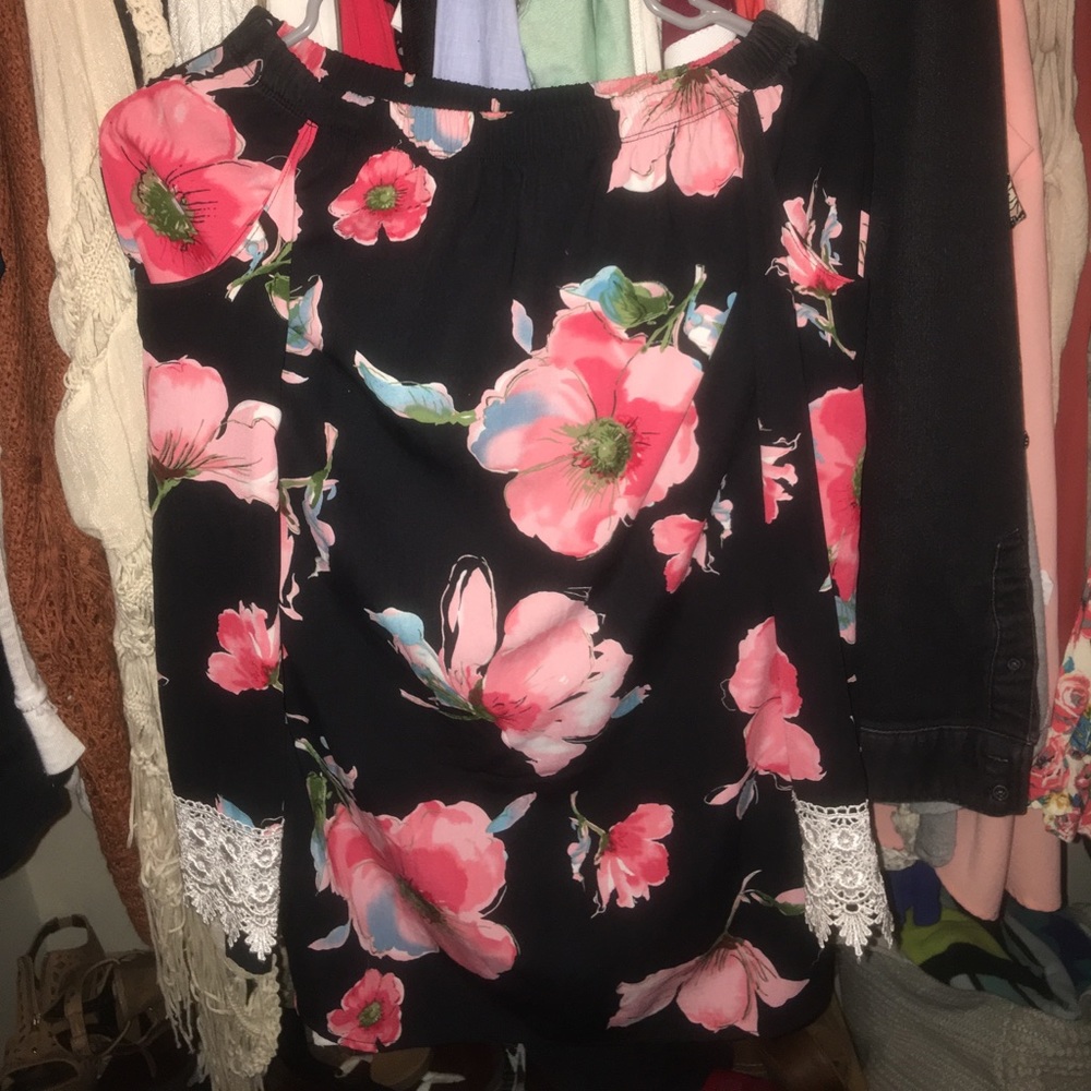 Strapless flowered dress