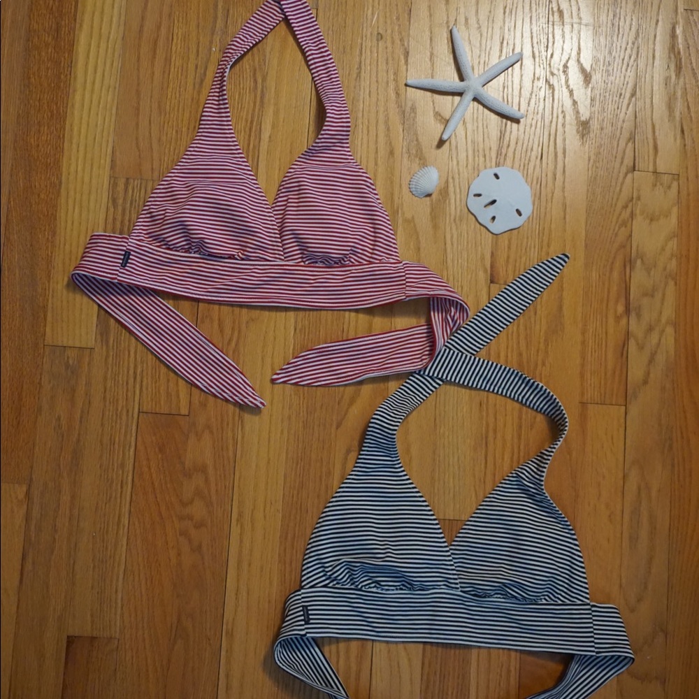 2 Striped Bikini Tops
