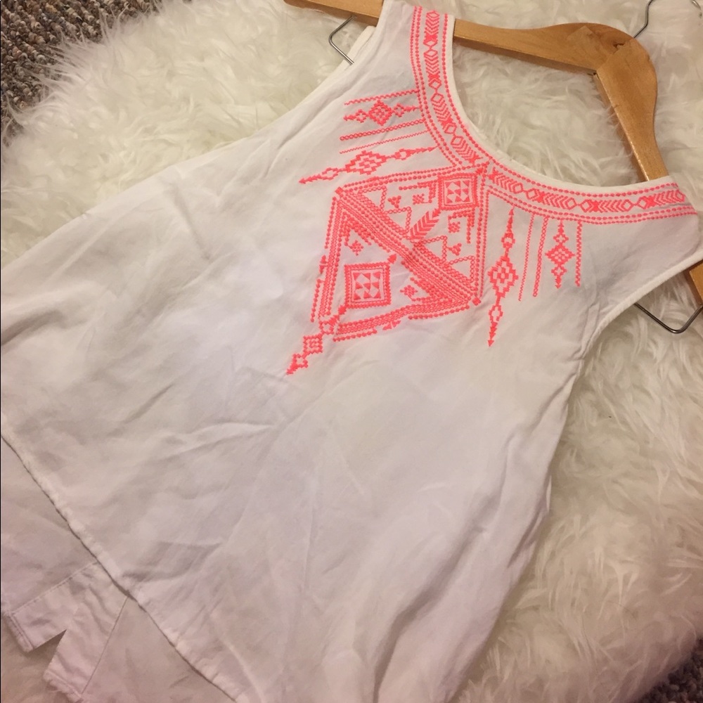 Pink and white embroidered crop top