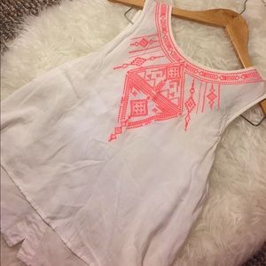 Pink and white embroidered crop top