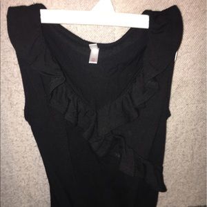 Black V-neck body suite