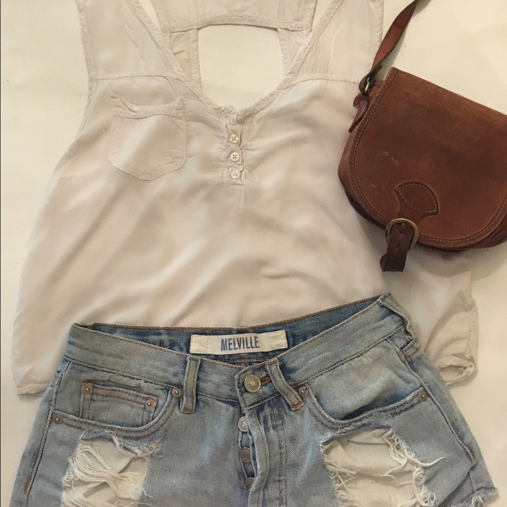 Brandy Melville White Cutout Tank