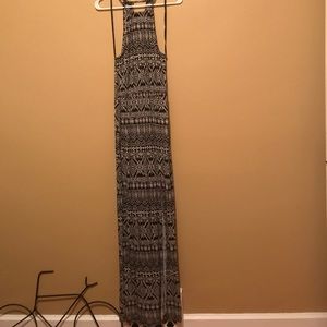 Black and white halter maxi dress