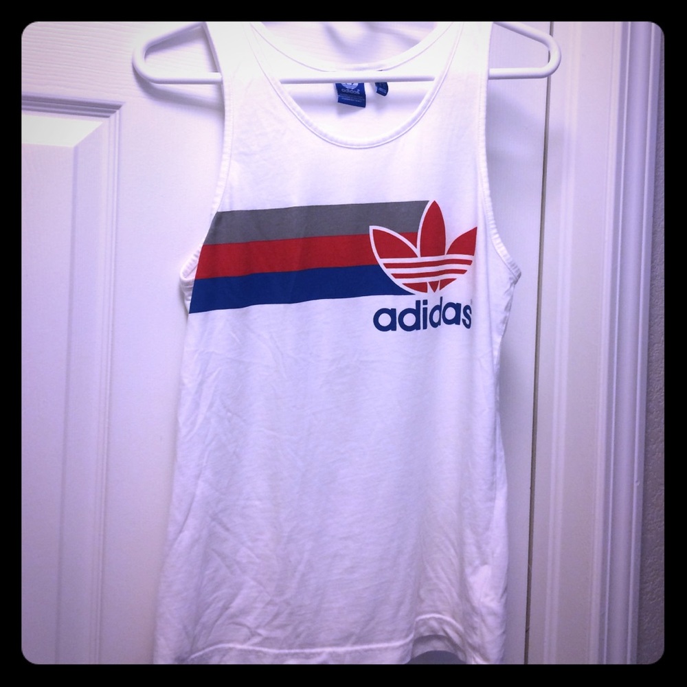 Man's Small, Adidas logo printed sleeveless.