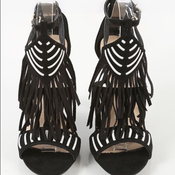 *NWOB* Wild Diva ‘Adele’ Fringe Cage Heels - 7M - 4 inch heel - Picture 2 of 8