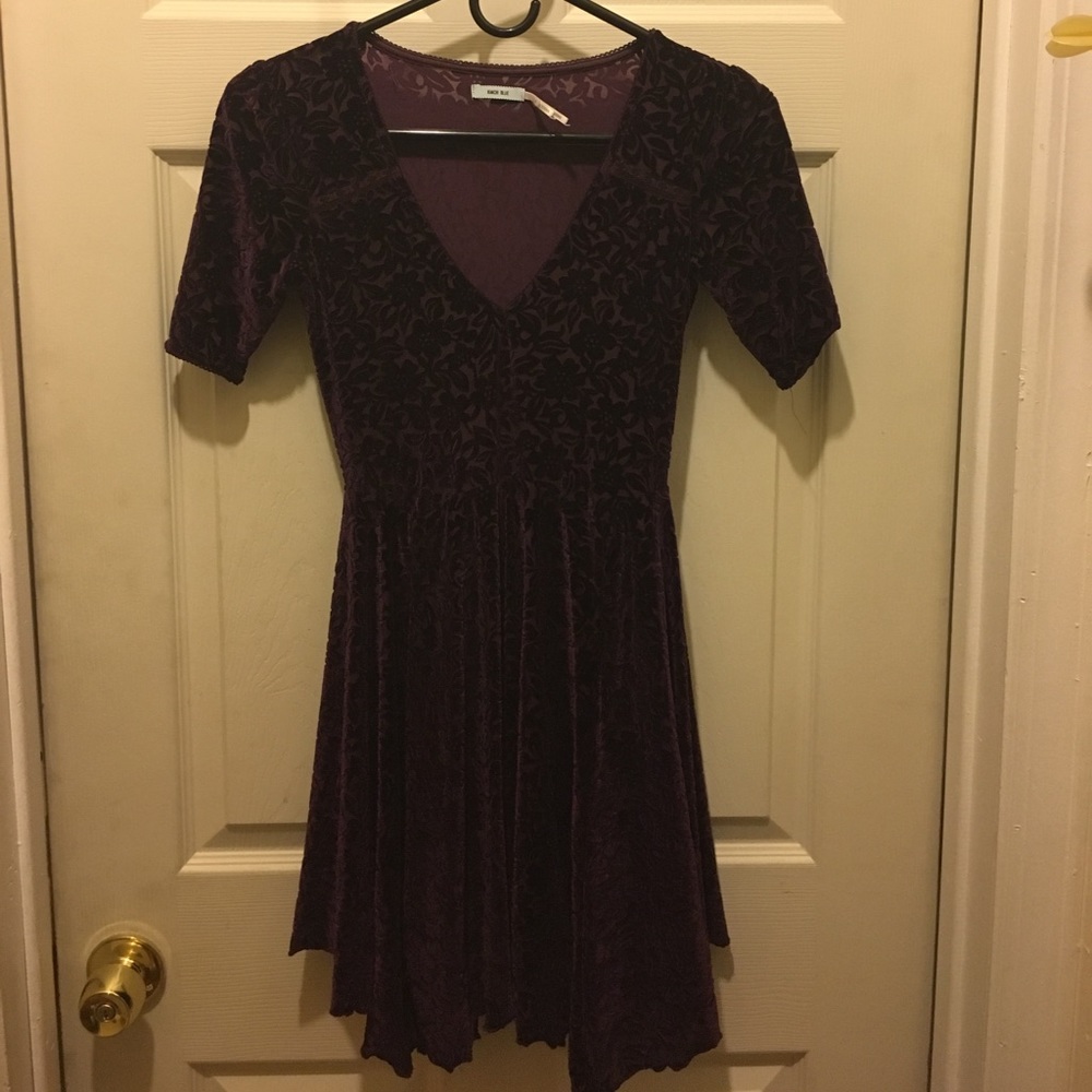 UO Kimchi Blue Burgundy Velvet Skater Dress