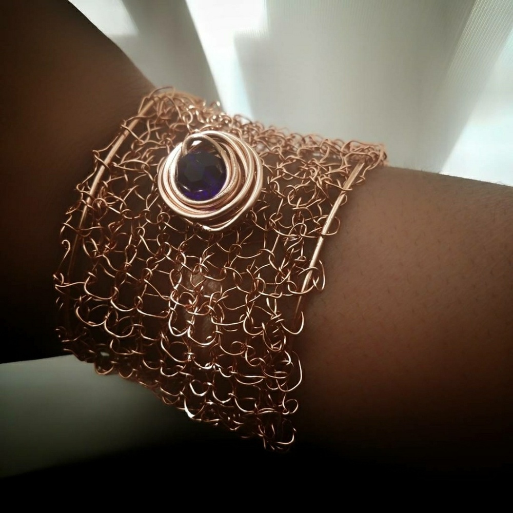 Handmade Wire Crochet Cuff Bracelet