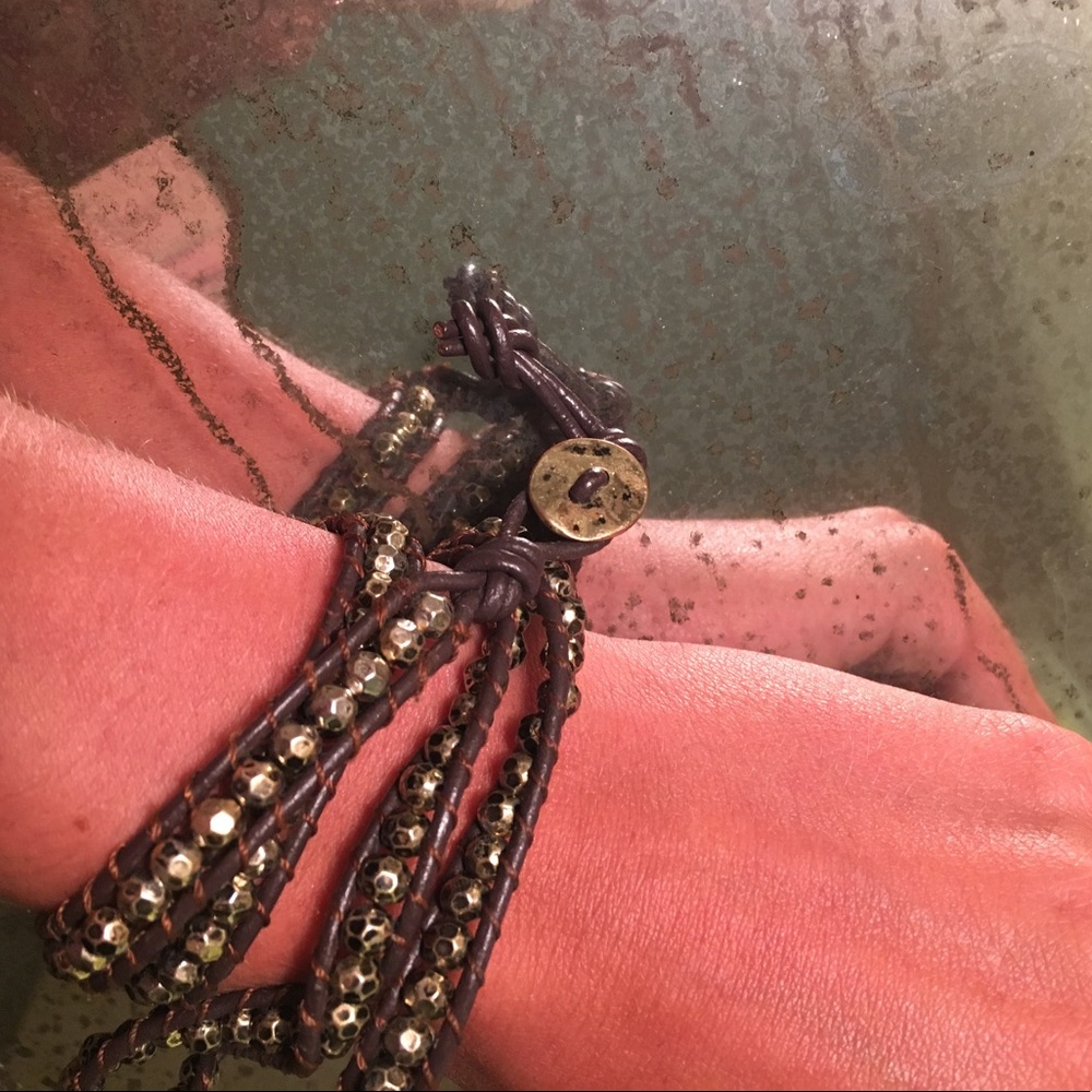 Brown, beaded, wrap bracelet