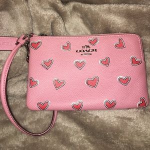 Coach Heart Print Wristlet/Wallet