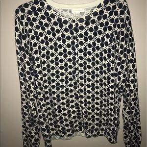 Blue and white button up sweater