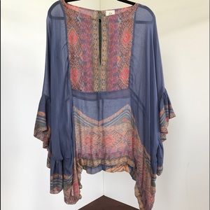 Free people sheer patterned blouse